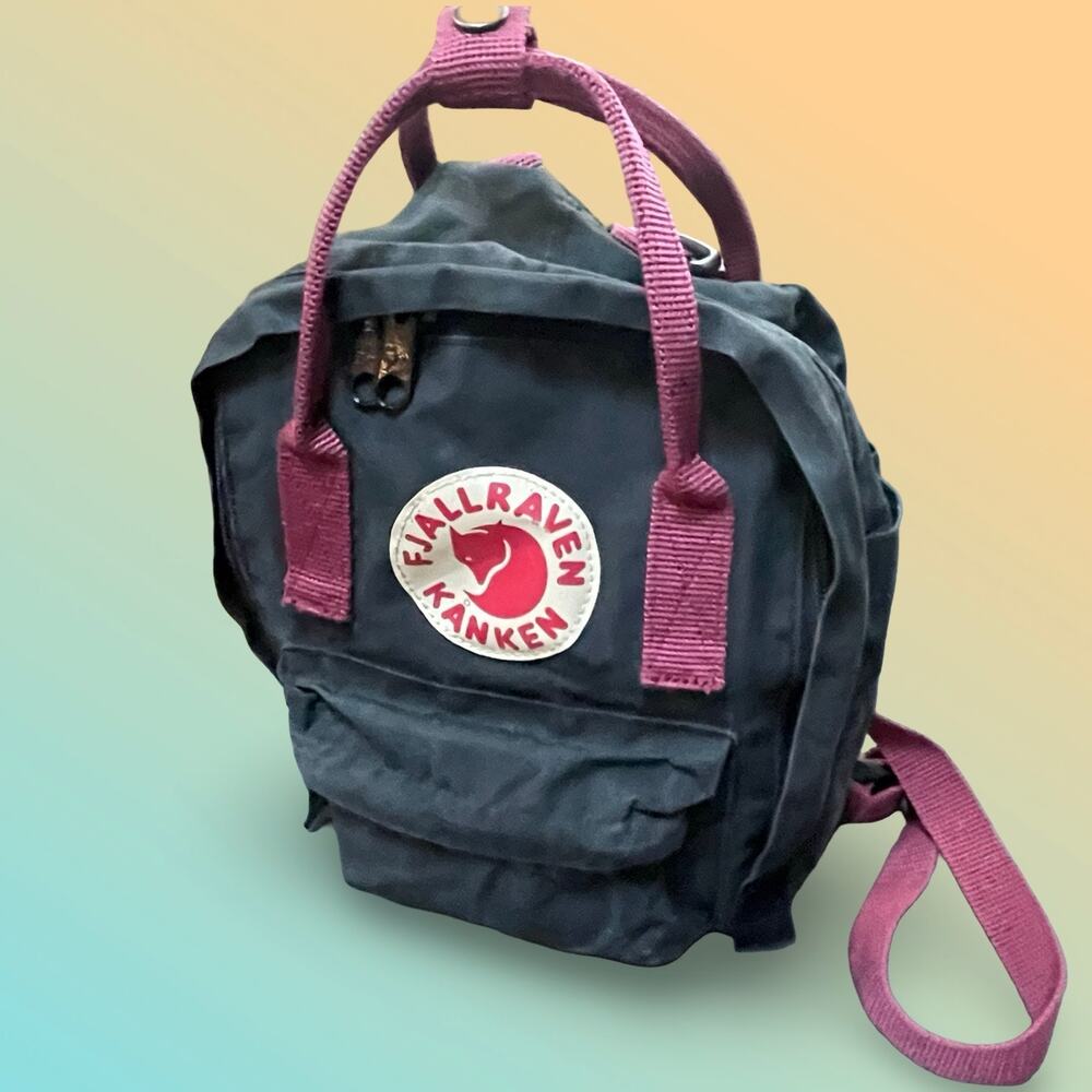 Fjallraven Kanken Mini Backpack Black Ox Red Straps 23561 Small 7L Daypack Bag